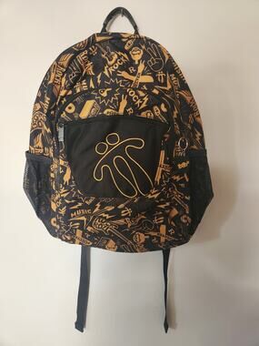 Black & Yellow Totto Backpack W/ Rock Music Graphic Print with Totto Logo